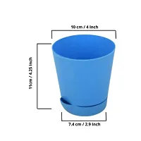 Phulwa | 4 Inch Blue Colour Self Watering Round Plastic Planter (set of 6)-thumb2