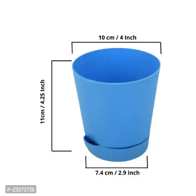 Phulwa | 4 Inch Blue Colour Self Watering Round Plastic Planter (set of 6)-thumb3