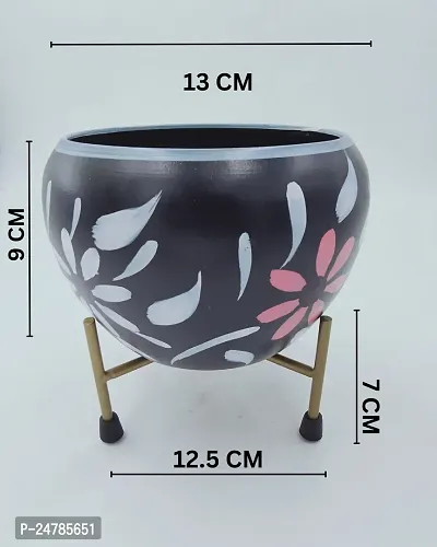 PHULWA Meena Pot Designer Indoor Plant Pot Multi Color with Stand - Table Top Decorative Metal Plant Pots for Living Room, Balcony and Garden-thumb3