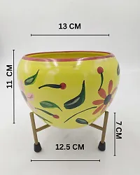PHULWA Meena Pot Designer Indoor Plant Pot Multi Color with Stand - Table Top Decorative Metal Plant Pots for Living Room, Balcony and Garden-thumb1
