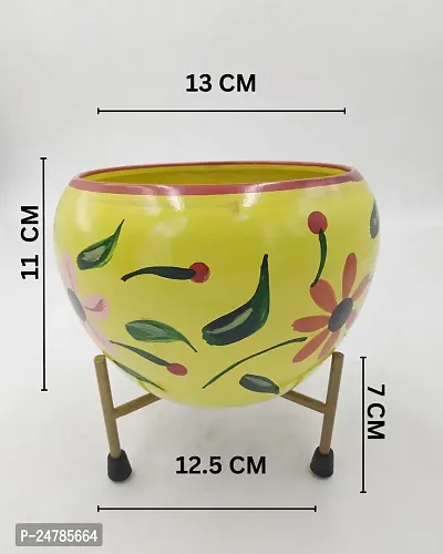 PHULWA Meena Pot Designer Indoor Plant Pot Multi Color with Stand - Table Top Decorative Metal Plant Pots for Living Room, Balcony and Garden-thumb2