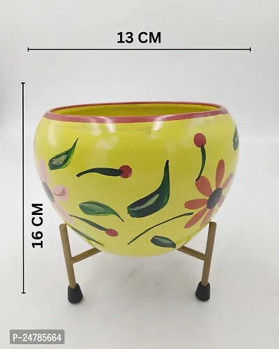 PHULWA Meena Pot Designer Indoor Plant Pot Multi Color with Stand - Table Top Decorative Metal Plant Pots for Living Room, Balcony and Garden-thumb3