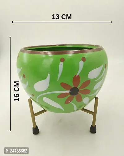 PHULWA Meena Pot Designer Indoor Plant Pot Multi Color with Stand - Table Top Decorative Metal Plant Pots for Living Room, Balcony and Garden-thumb2