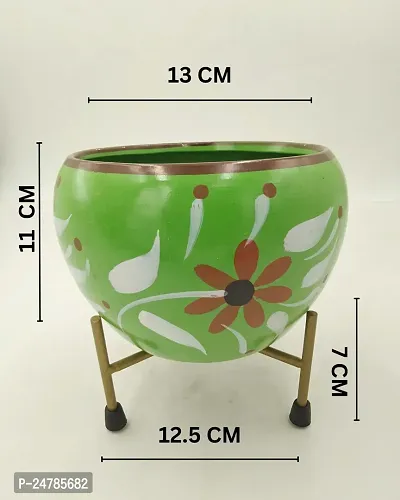 PHULWA Meena Pot Designer Indoor Plant Pot Multi Color with Stand - Table Top Decorative Metal Plant Pots for Living Room, Balcony and Garden-thumb3