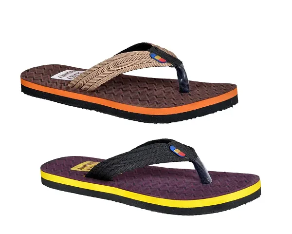 Crazy Bunny Men's Flip-Flop Slippers | Comfortable | Lightweight Slippers (Combo of 2) (CB028_P)