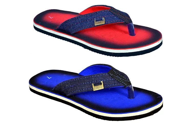 Crazy Bunny Men's Flip-Flop Slippers | Comfortable | Lightweight Slippers (Combo of 2) (CB04_P)