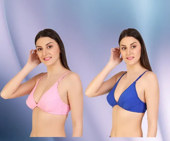 Classic Blend Solid Bras for Women, Pack of 2