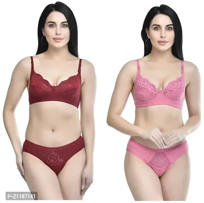 Women  Solid  Lingerie Set  Combo of 2