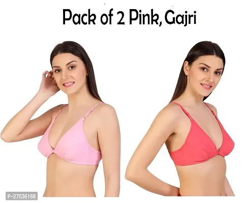 Stylish Cotton Blend Front-Open Solid Bras Combo For Women Pack Of 2-thumb0