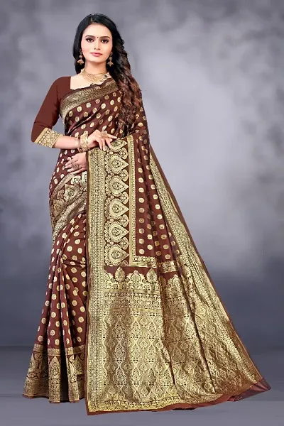 Banarasi Cotton Silk Jacquard Sarees with Blouse Piece