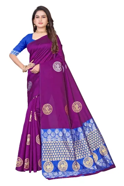 Classic Silk Blend Woven Saree with Blouse piece