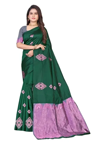 Silk Blend Jacquard Sarees with Blouse piece