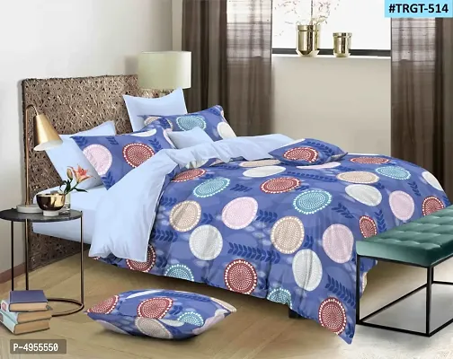 Premium Cotton Multicoloured Abstract Bedsheet With 2 Pillow Covers