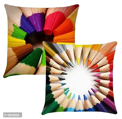 Premium Polyester Multicoloured Printed Cushion Covers 16 x 16 Inches, ( Set Of 2 Pcs )