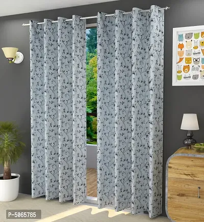 Leaf Design Soft Digital Print Door Curtains 9 Feet Door Curtains Combo Set For Office Living Room ( Set Of 2 )-thumb0