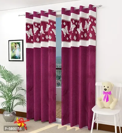 Butterfly Design Soft Digital Print Door Curains 7 Feet Set of 2, Door Curtains Combo Set of High Qualtiy Print Design for Home Furnishing Office Living Room Area Decoration-thumb0