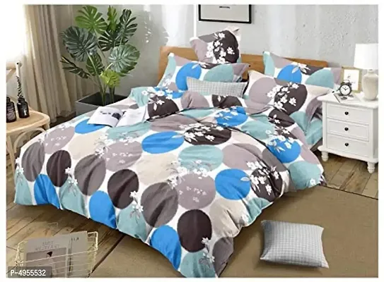 Premium Cotton Multicoloured Abstract Bedsheet With 2 Pillow Covers-thumb0