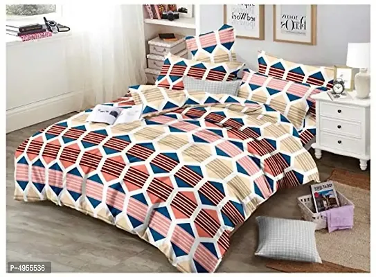 Premium Cotton Multicoloured Abstract Bedsheet With 2 Pillow Covers