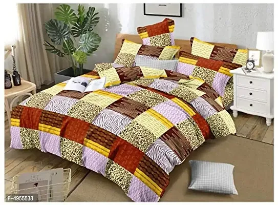 Premium Cotton Multicoloured Abstract Bedsheet With 2 Pillow Covers