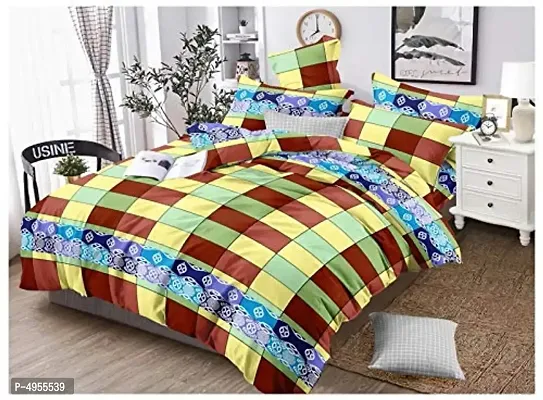 Premium Cotton Multicoloured Abstract Bedsheet With 2 Pillow Covers