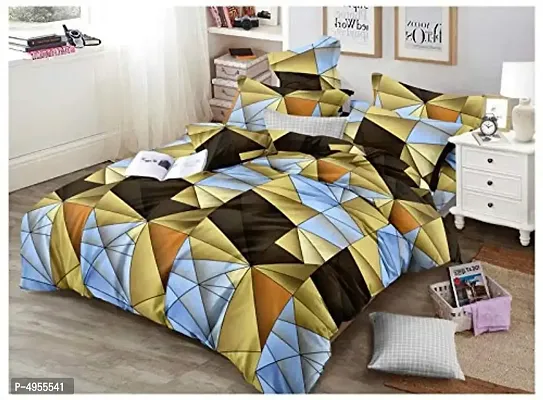 Premium Cotton Multicoloured Abstract Bedsheet With 2 Pillow Covers