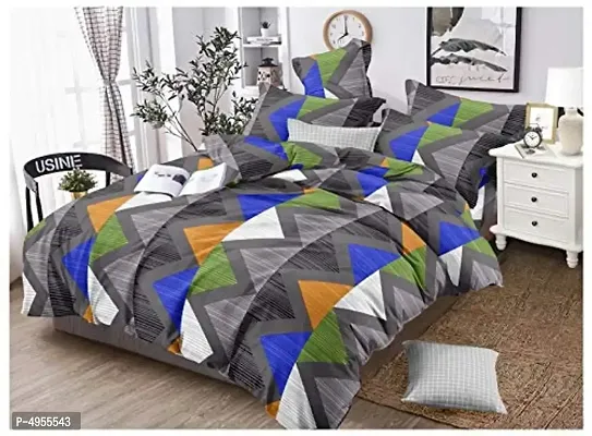 Premium Cotton Multicoloured Abstract Bedsheet With 2 Pillow Covers