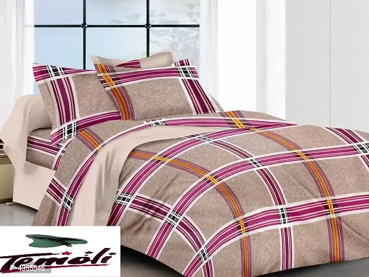 Premium Cotton Multicoloured Checked Bedsheet With 2 Pillow Covers
