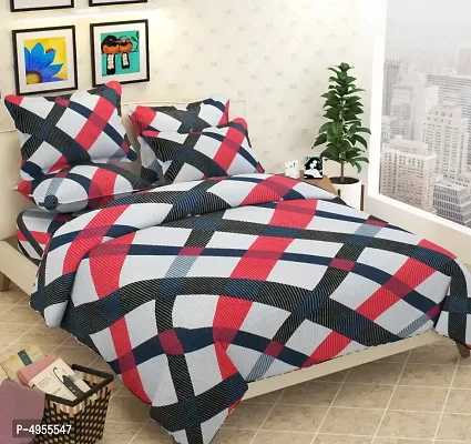 Premium Cotton Grey Abstract Bedsheet With 2 Pillow Covers