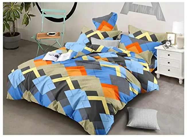 Multicolored Cotton Queen Bedsheet  With 2 Pillowcovers