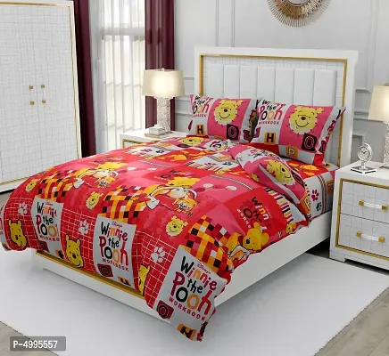 Red Cotton Abstract Double Bedsheet with Pillow Covers-thumb0