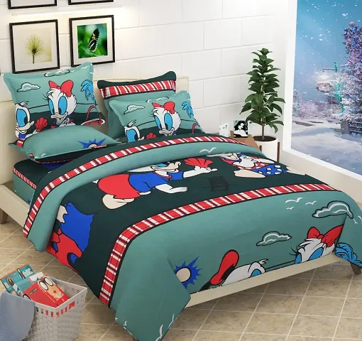 Printed Glace Cotton Double Bedsheets