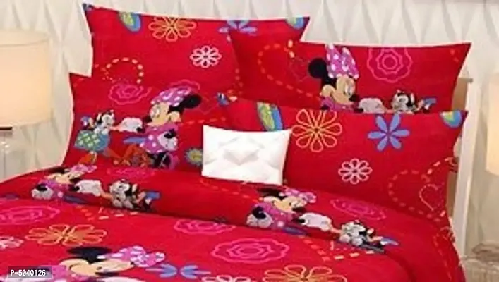 Comfortable Multicoloured Glace Cotton Abstract Double Bedsheet with Two Pillow Covers-thumb3