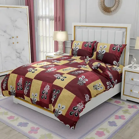 Glace Cotton Double Bedsheet with Two Pillow Covers