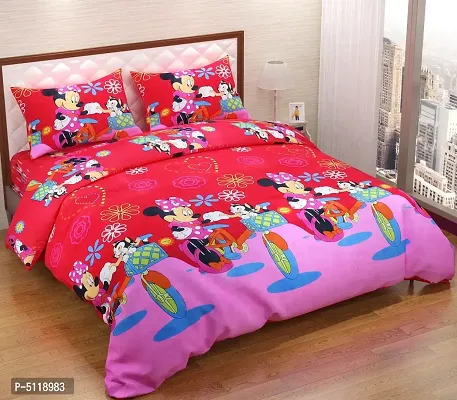 Comfortable Multicoloured Glace Cotton Abstract Double Bedsheet With Two Pillow Covers