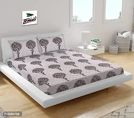 Comfortable Cotton Abstract King Size Bedsheet with Two Pillow Covers