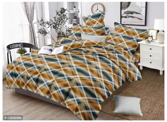 Temoli Glace Cotton Flat Double bedsheets for Double Bed, Double Bed Glace Cotton bedsheets with 2 Pillow Covers of Size 230 X 250 CM