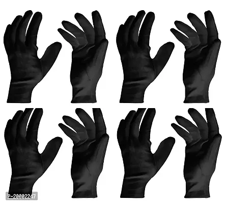 SSRS Sun Protection Cotton Hand Gloves for Men  Women/Hand Gloves for Multi-Purpose (Black-Pack of 4)