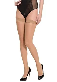 Global Laurent Women's Full Coverage Transparent Thigh High Full Long Legs Length Stocking Socks (Skin_Black_2 Pair)-thumb1