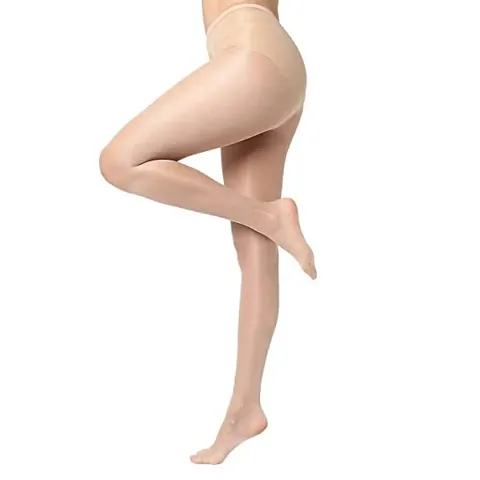 CLOUDWOOD Women's Crepe High Waist Stockings Fiber Excellent Stretch Sheer Tights Long Comfort Super Soft Pantyhose (Beige)