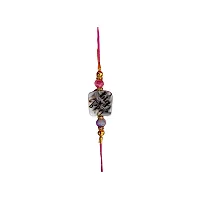 SSRS ACRYLIC BEAD WITH METAL STICKER RAKHI FOR BROTHER (PACK OF 2) LITTLE BRO/BIG BRO PRINTED RAKHI COMBO SET (GREY)-thumb1