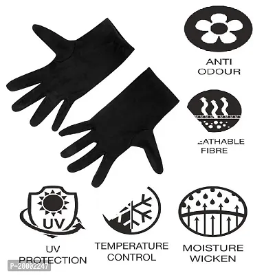 SSRS Sun Protection Cotton Hand Gloves for Men  Women/Hand Gloves for Multi-Purpose (Black-Pack of 4)-thumb4