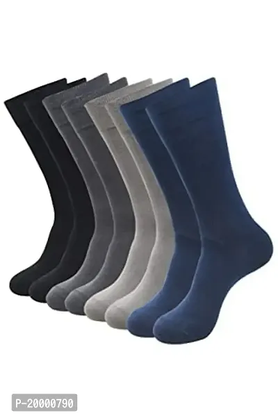 SSRS Mercerized and Combed Cotton Socks for Men/Calf length Socks For Men (Black, Blue, Dark Grey, Grey, Pack of 8)-thumb0