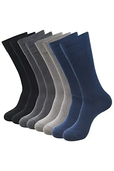SSRS Mercerized and Combed Cotton Socks for Men/Calf length Socks For Men (Black, Blue, Dark Grey, Grey, Pack of 8)