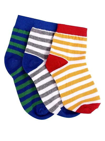 FOOTPRINTS Organic Kids Unisex Socks | 5-8 years | Pack of 3 Pairs | Colourful Stripes