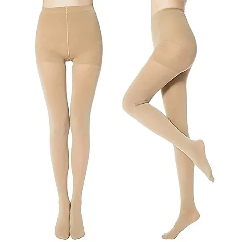 SSRS Women Girl's Full Length High Waisted Pantyhose Stockings (Pack of 2) (Beige)