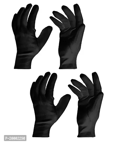 SSRS Sun Protection Cotton Hand Gloves for Men  Women/Hand Gloves for Multi-Purpose (Black-Pack of 2)-thumb0