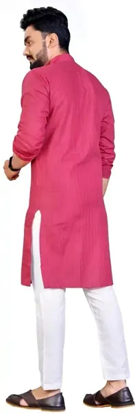 Simran Creation Men Solid Straight Kurta Pink-thumb1