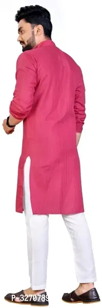 Simran Creation Men Solid Straight Kurta Pink-thumb2