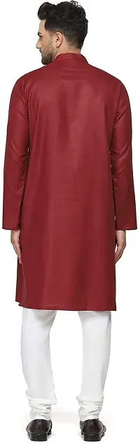 The Fashion Outlets Men Solid Straight Kurta Maroon-thumb1