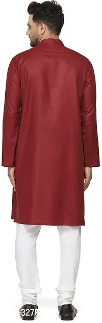 The Fashion Outlets Men Solid Straight Kurta Maroon-thumb2